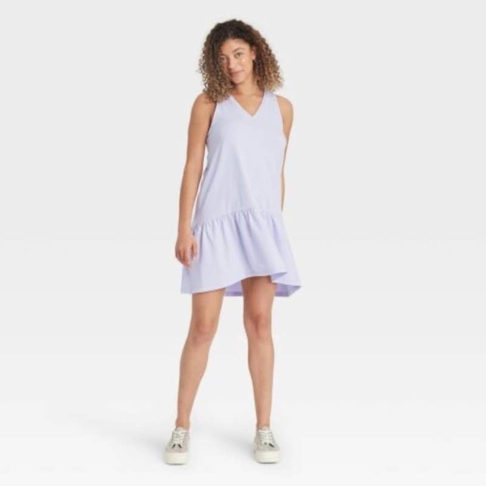 A New Day Sleeveless Ruffle Hem Knit Dress in Lavender Size XXL